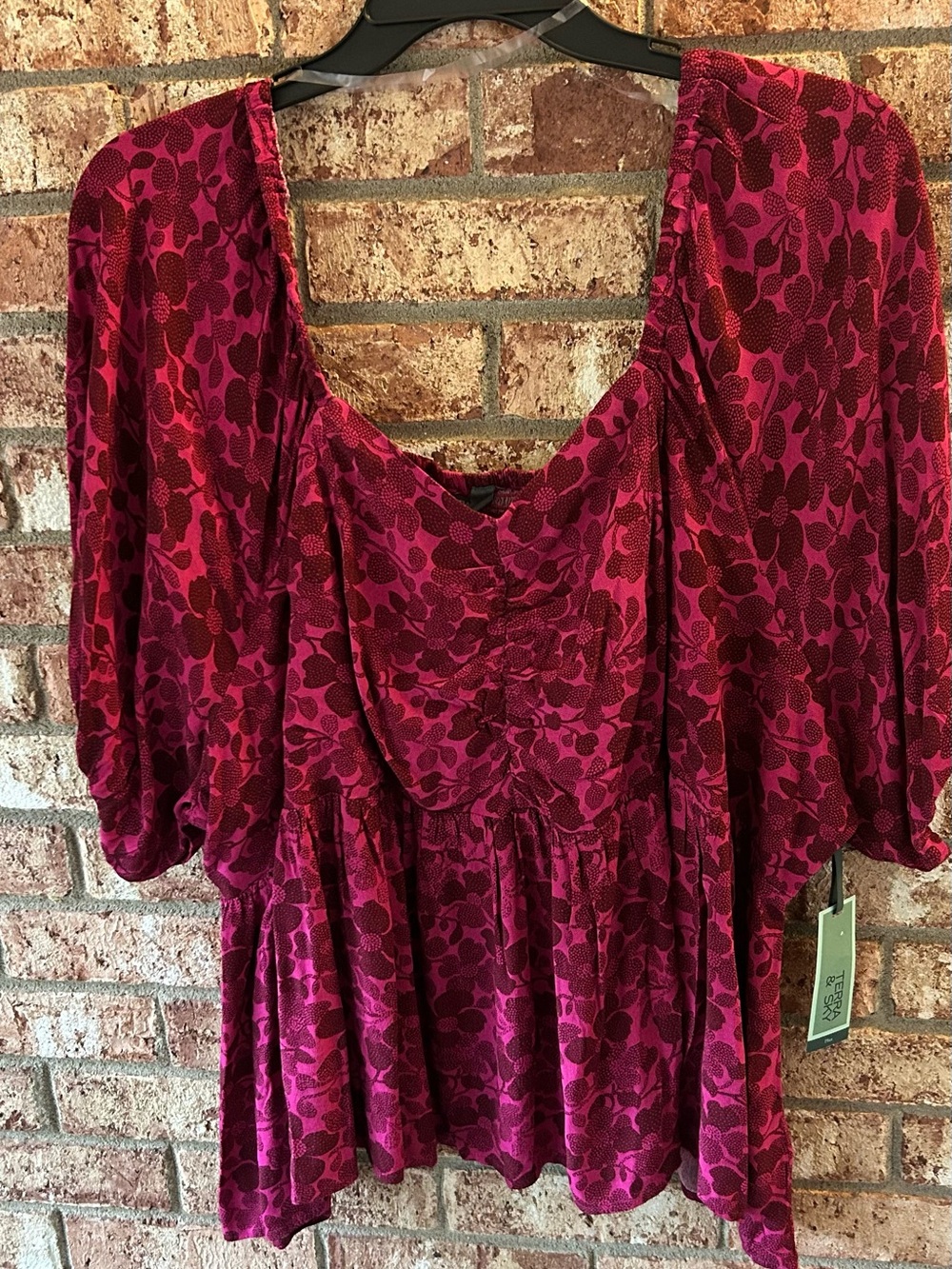 Women’s 4X Pink Floral Peplum Blouse Dress